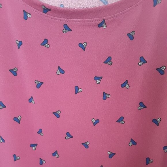 ELLE Size Medium Pink w/Grey & Black Hearts Design Sleeveless Top - Picture 2 of 3